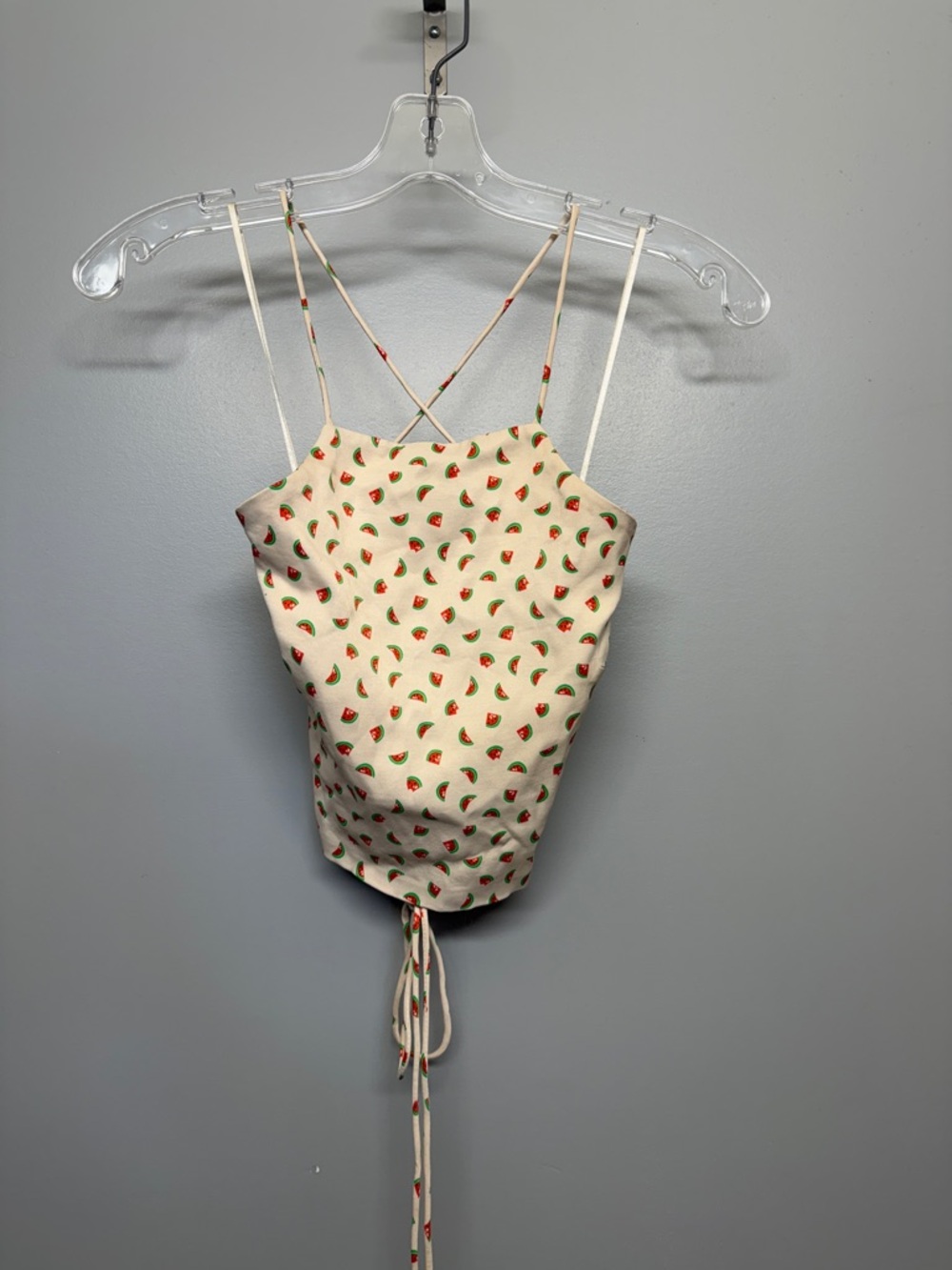 Zara Cream Dress with Red & Green Watermelon Print